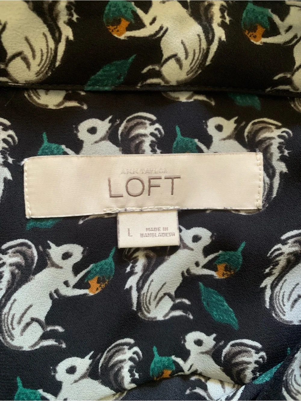 LOFT Navy Squirrel Button Down - Picture 6 of 7